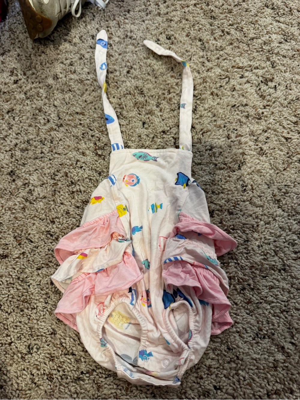 Angel Dear Pink Fish Print Ruffle Swim Cover